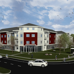 Rendering of the front of a building